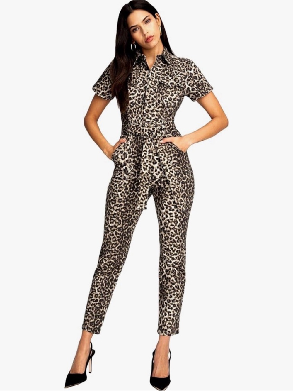 Good American Fit For Success Leopard Denim Jumpsuit 2 Animal Print Edgy